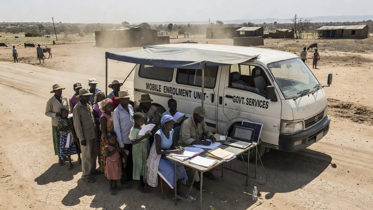 A mobile enrolment unit operating in a rural district